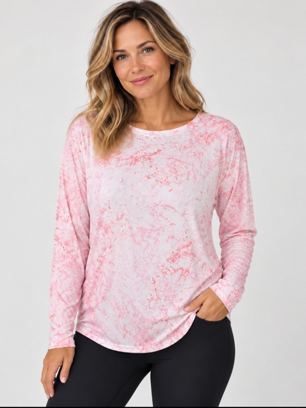 Lululemon Back In Action Womens Size 12 Long Sleeve Shirt Pink Peony Lightweight